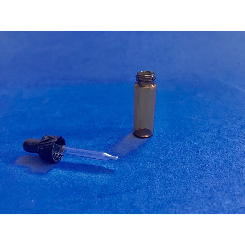 Vial de vidrio ambar cuentagotas 1 DRAM