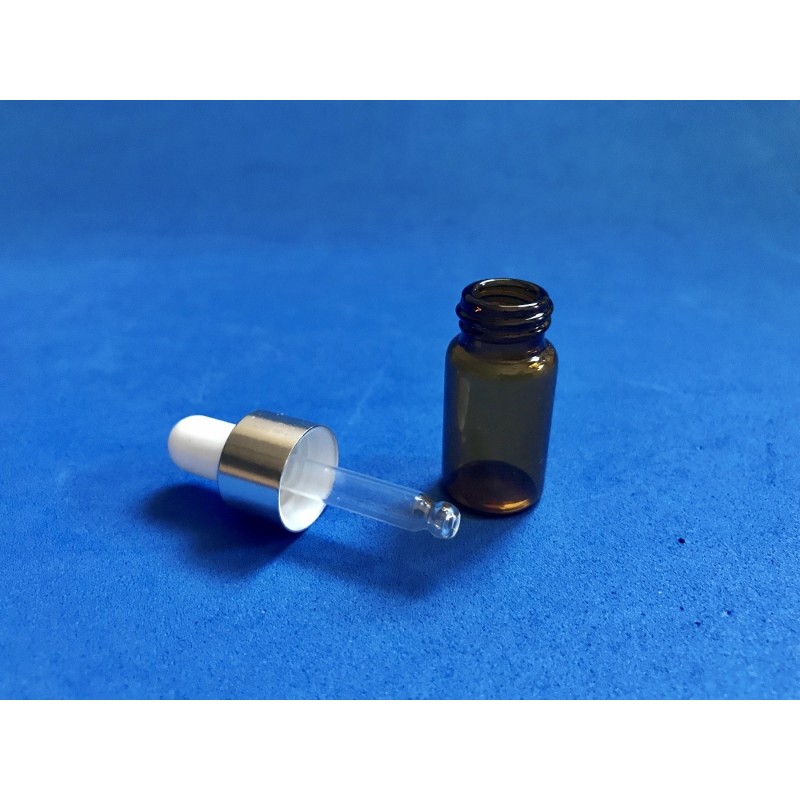 Miniflacone contagocce 3 ml tappo argento